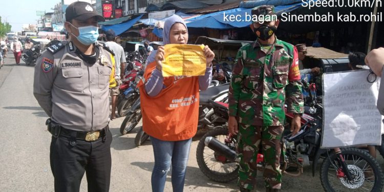 Koramil 03/Bgs dan Polsek Rutin Tegakkan Prokes