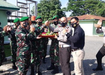 Koramil 03/Bgs Dapat Ucapan HUT TNI ke 76 dari Polsek Bagan Sinembah