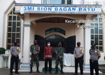 Bersama Polsek, Koramil 03/Bgs Tegakkan Prokes di Gereja GMI