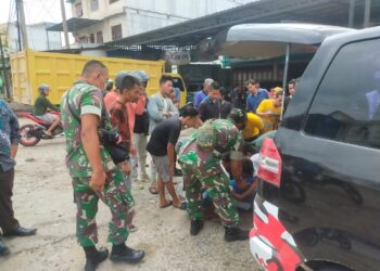Respon Cepat, Danpos Kota Koramil 03/Bgs Evakuasi Korban Laka