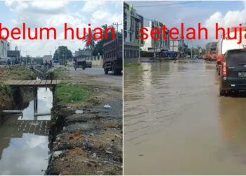 Diguyur Hujan, Proyek Drainase Kementrian PUPR di Rohil Malah Bikin Banjir