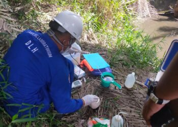 DLH Rohil Ambil Sampel di Kali Wates, Terlihat Ikan Sapu-sapu Terkapar