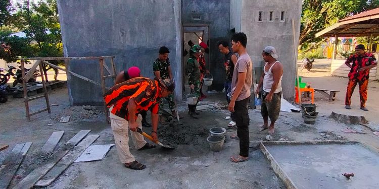 Pemuda Pancasila di Rohil Turut Bantu TNI Sukseskan TMMD ke 117