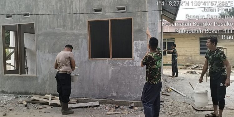Hari ke 18 Giat TMMD Rohil, Progres Pembangunan Rumah Layak Huni Capai 75 Persen