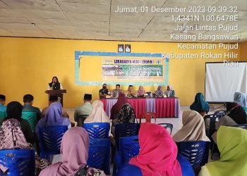 Wakili Danramil, Babinsa Koramil 0321/Tanjung Medan Hadiri Lokakarya Mini Lintas Sektor di Pujud