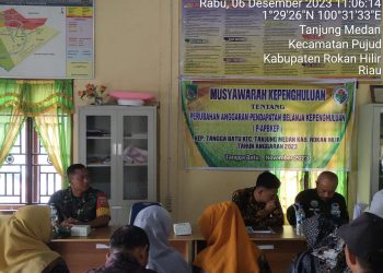 Babinsa Koramil 0321-06/TM Hadiri Musyawarah Kepenghuluan Tentang Perubahan APBKep Tangga Batu