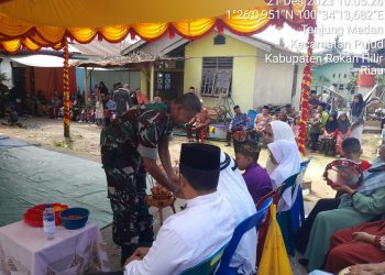 Jalin Silaturahmi, Danramil 06/TM Hadiri Acara Adat Melayu ‘Makan Besar’