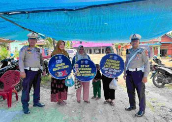 Satlantas Polres Rohil Himbaun Keselamatan Berlalulintas Ditempat Keramaian Pasar Ujung Tanjung