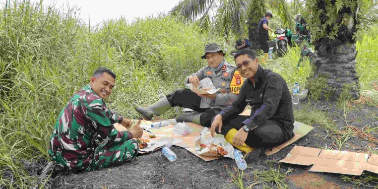 Kapolres Rohil Bersama Forkopimda Tinjau dan Pimpin Langsung Pemadaman Karhutla di Desa Bangko Permata