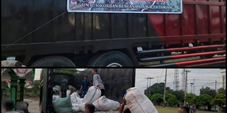 Danramil 03/Bagan Sinembah Pimpin Penyaluran Bantuan untuk Korban Banjir Aceh Tamiang