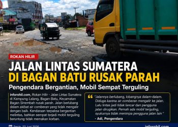 Memprihatinkan, Jalan Lintas Sumatera di Bagan Batu Kian Rusak dan Membahayakan