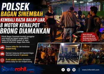 Polsek Bagan Sinembah Kembali Razia Balap Liar, 8 Motor Kenalpot Brong Diamankan