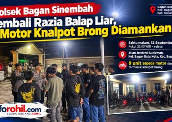 Polsek Bagan Sinembah Kembali Razia Balap Liar, 9 Motor Knalpot Brong Diamankan
