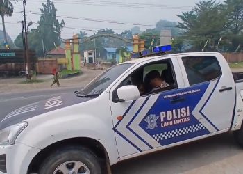 Cegah Karhutla, Polsek Bagan Sinembah Keliling Jalan Pakai TOA
